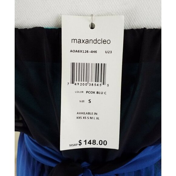 Max & Cleo~Women's Size S~Blue Asymmetric Sweetheart Party Dress NWT $148.00 - Picture 6 of 9